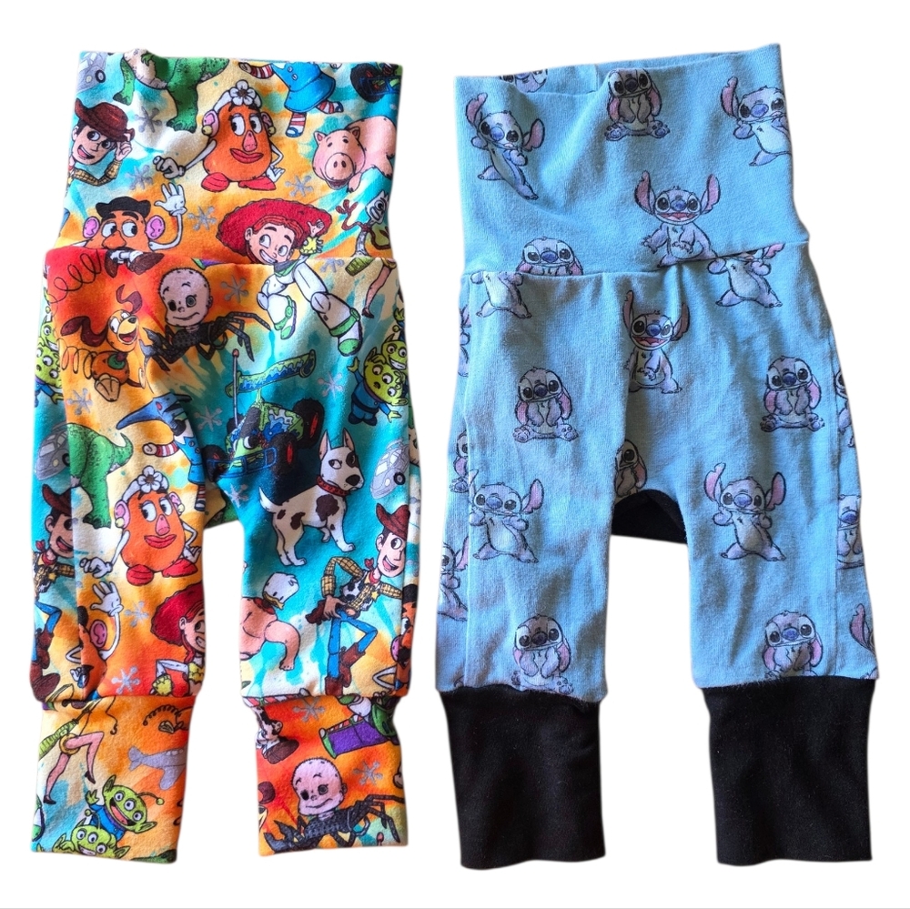 Handmade Grow With Me Joggers Preemie Baby Pants Boutique Custom Disney Stitch